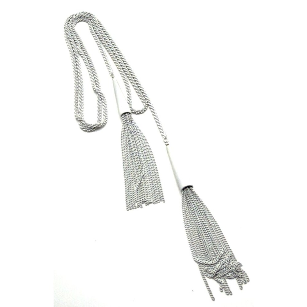 Kendra Scott PHARA Lariat Tassel Necklace Matte White 50"